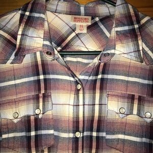 Purple plaid snap shirt